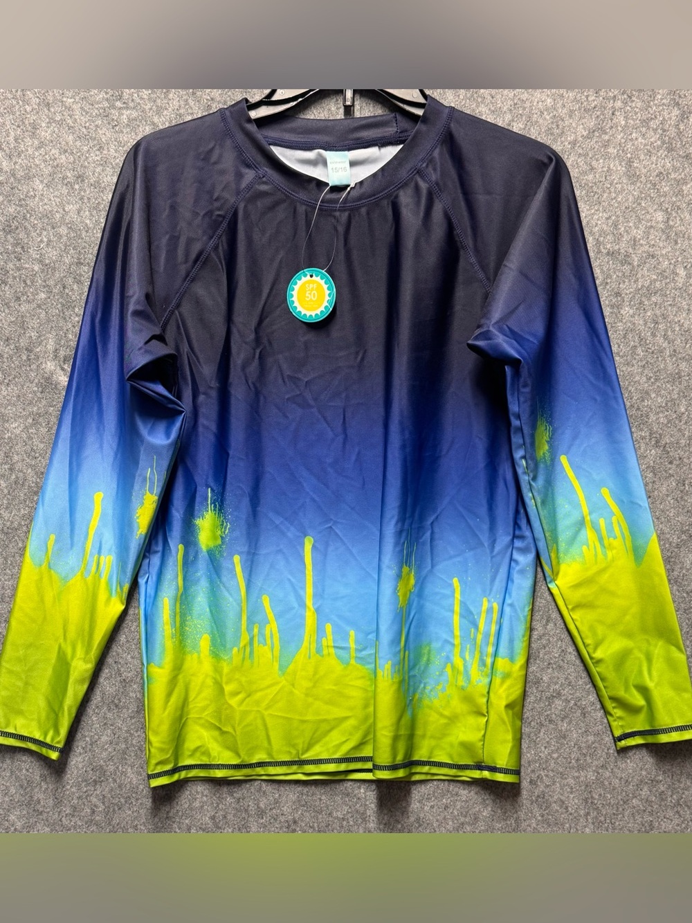 long sleeve boys swim rashguard upf 50 nwt size 15/16